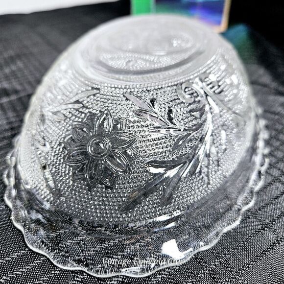 Vtg Glass Oval Serving Bowl USA Floral Dish Anchor Hocking Tiara Clear Sandwich - Picture 11 of 11